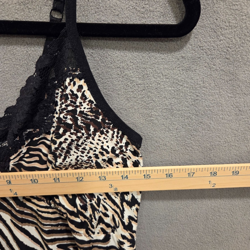 Y2K George Babydoll Slipdress‎ Medium Padded Cami Animal Print Lace Trim - Picture 5 of 6